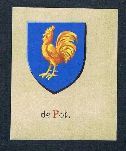 19. / 20. Jh. - de Pot Blason Aquarelle Wappen Heraldik coat of arms