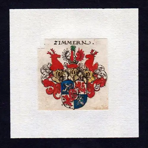 17. Jh Zimmern Wappen Adel coat of arms heraldry Heraldik Kupferstich