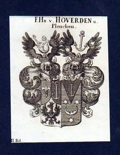 Freiherren von Hoverden Kupferstich Wappen coat of arms Heraldik