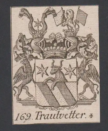 Trautwetter Wappen vapen coat of arms Genealogie Heraldik Kupferstich