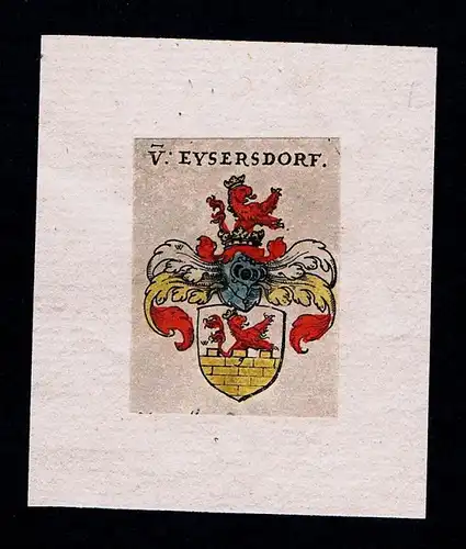 . von Eysersdorf Eisersdorf Wappen coat of arms heraldry Kupferstich