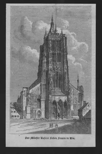 Ulmer Münster Ulm Minster Holzstich wood engraving