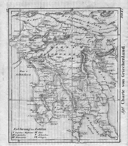 Greece Griechenland map Karte Lithographie