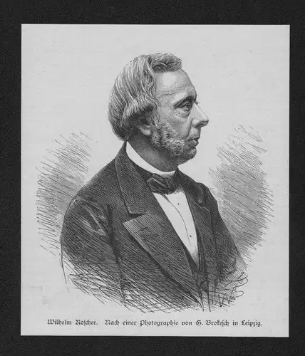 Wilhelm Roscher Historiker Ökonom Portrait Holzstich wood engraving