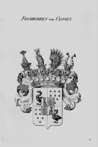 Closen Wappen Adel coat of arms heraldry Heraldik crest Kupferstich
