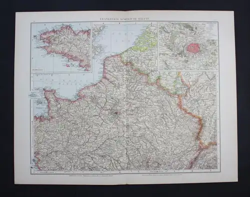 Paris Arras Beauvais Rouen Frankreich France Karte map Lithographie