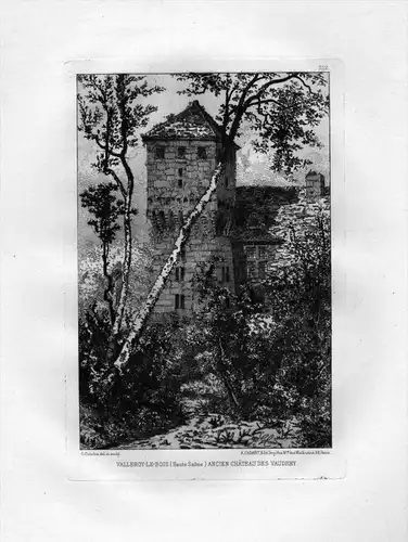 Valleroy le Bois ancien Chateau des Vaudrey - Besancon Vallerois le Bois eau forte gravure etching Radierung