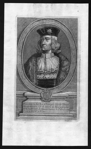 Philipp I der Schöne König Spanien Herzog von Burgund Kupferstich Portrait