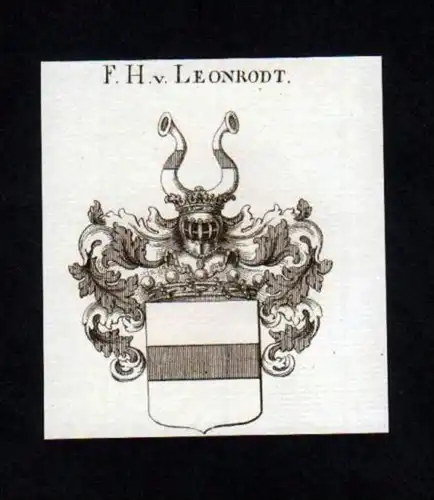 Freiherren v. Leonrodt Heraldik Kupferstich Wappen