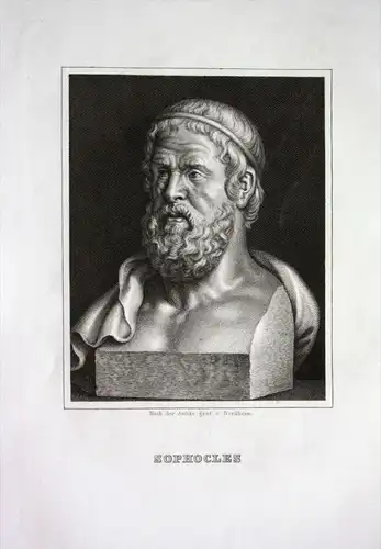 Sophokles Dichter poet Griechenland Greece Original Stahlstich Portrait