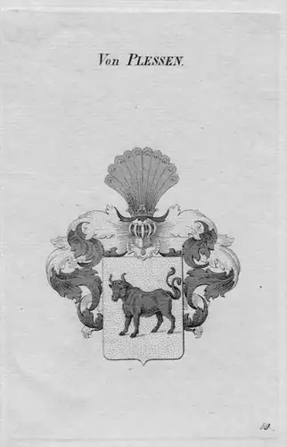 Plessen Wappen Adel coat of arms heraldry Heraldik crest Kupferstich