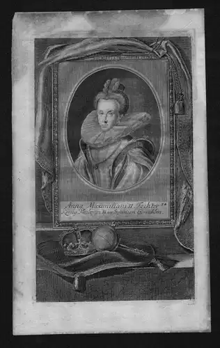 Anna von Österreich Königin Spanien engraving Kupferstich Portrait