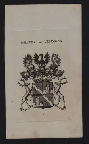- Grafen von Berchem Wappen coat of arms Heraldik Genealogie Kupferstich