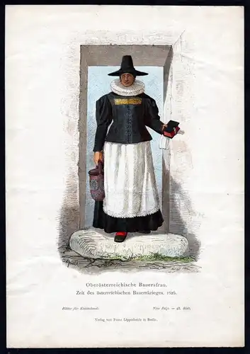 Oberösterreichische Bauersfrau - Österreich Austria Tracht Trachten costumes Grafik graphic