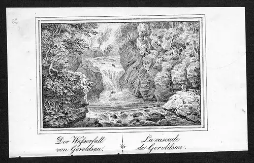 Geroldsau Baden-Baden Wasserfall Lithographie lithograph litho