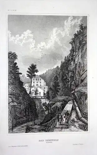 Bad Pfeffers - Pfäfers Schweiz Ansicht view gravure  engraving
