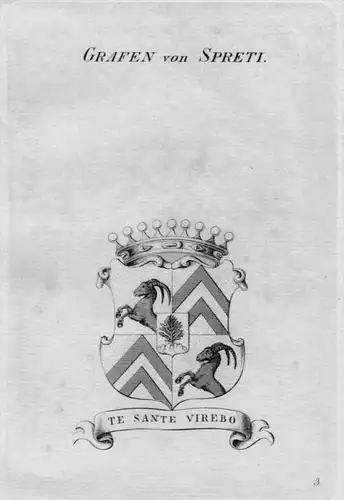 Spreti Wappen Adel coat of arms heraldry Heraldik crest Kupferstich