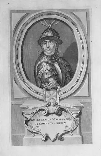 Guilielmus Normannus - Guillaume de Normandie Cliton (1102-1128) Flandre Vlaanderen Portrait gravure