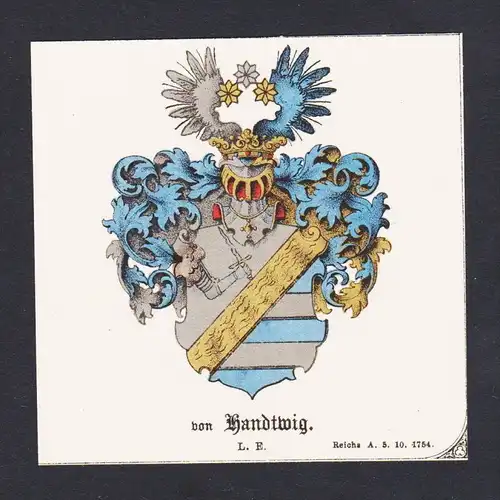 . von Handtwig Wappen Heraldik coat of arms heraldry Litho