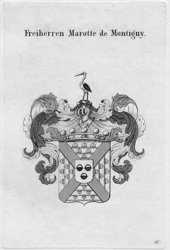 Marotte Montigny Wappen Adel coat of arms heraldry Heraldik Kupferstich