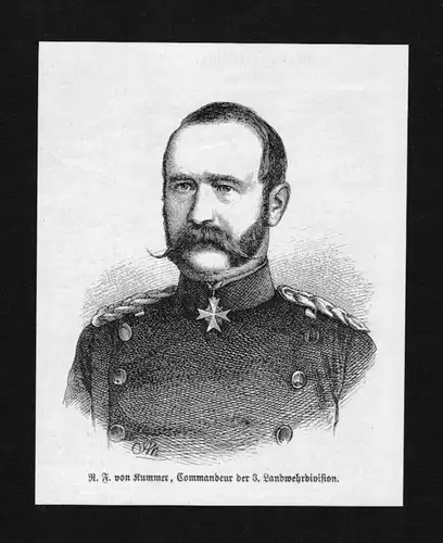 Rudolf Ferdinand von Kummer General wood engraving Holzstich Portrait