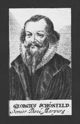 Georg Schönfeld Theologe Professor Marburg Kupferstich Portrait