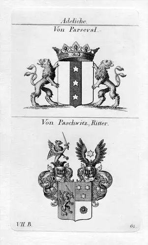 Parseval Paschwitz Wappen coat of arms Heraldik heraldry Kupferstich