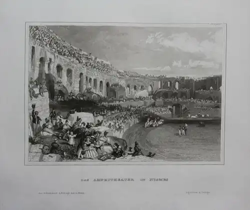 Amphitheater von Nimes Frankreich France engraving gravure