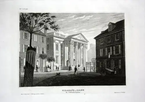 Girards Bank in Philadelphia - Girard Bank Philadelphia Amerika America  engraving