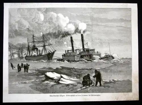 Amerikanische Skizzen Eisbrechschiff auf dem Delaware bei Philadelphia - Delaware river Philadelphia Schiff sh