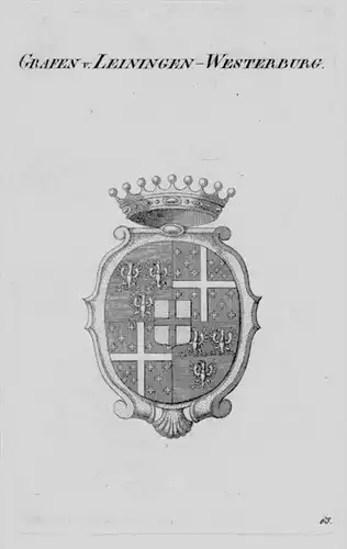 Leiningen Westerburg Wappen Adel coat of arms heraldry Heraldik Kupferstich