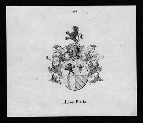 Paula Wappen Adel coat of arms heraldry Heraldik Lithographie