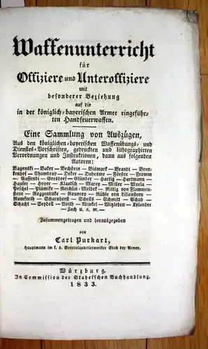 Carl Purkart Waffenunterricht für Offiziere Waffen Handfeuerwaffen Würzburg