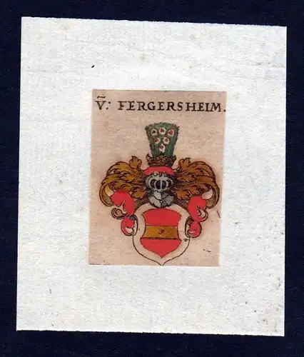 h. von Fergersheim Wappen Adel coat of arms heraldry Heraldik Kupferstich