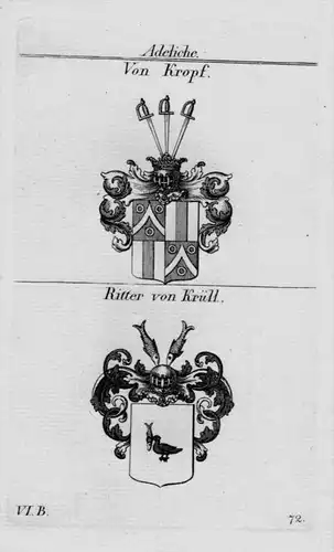 Kropf Krüll Wappen Adel coat of arms heraldry Heraldik Kupferstich