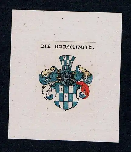 . Die Borschnitz Wappen coat of arms heraldry Heraldik Kupferstich