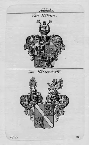 Höfslin Hötzendorff Wappen Adel coat of arms heraldry  Kupferstich