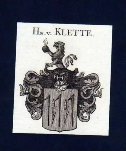Herren v. Klette Heraldik Kupferstich Wappen