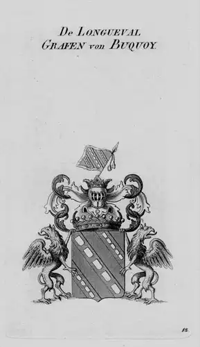 Longueval Buquoy Wappen Adel coat of arms heraldry Heraldik Kupferstich
