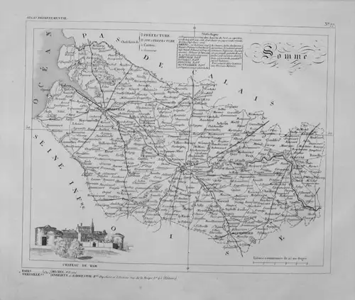 Departement Somme carte gravure Kupferstich Karte map France Frankreich