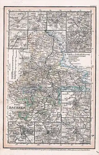 Sachsen map Karte Original  Saxonia engraving