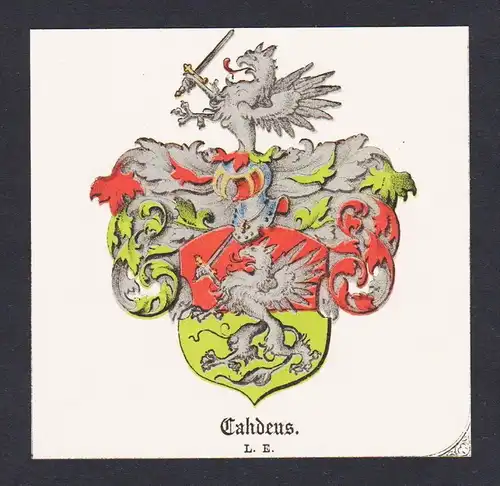 . von Cahdeus Wappen Heraldik coat of arms heraldry Litho