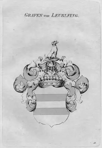 Leublfing Wappen Adel coat of arms heraldry Heraldik Kupferstich