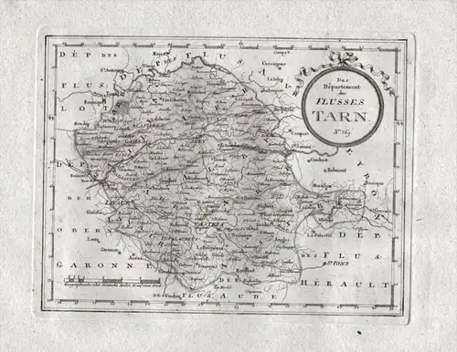 Das Departement des Flusses Tarn Nr. 769 - Tarn Albi Castres Carmaux Mazamet Lavaur - carte gravure map Karte