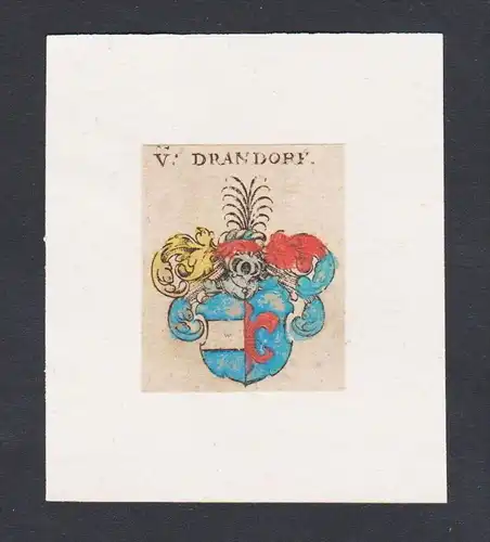 . Drandorf Drandorff Wappen coat of arms heraldry Heraldik Kupferstich