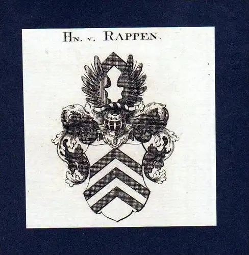 Herren von Rappen Original Kupferstich Wappen engraving Heraldik crest