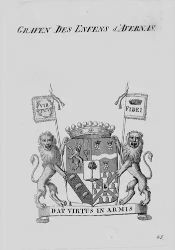 Enfents d'Avernas Wappen Adel coat of arms heraldry Heraldik Kupferstich