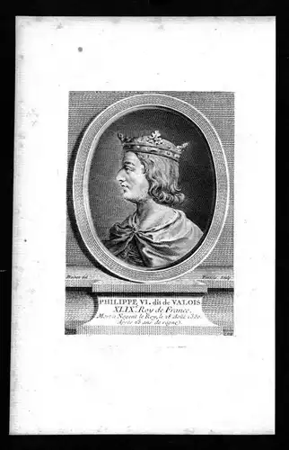 Philipp VI Valois König Frankreich Kapetinger Kupferstich Portrait