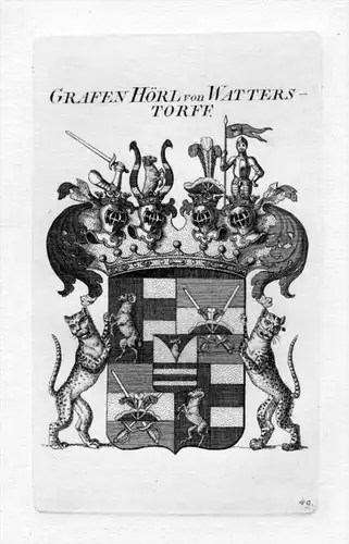 Hörl Watterstorff Wappen Adel coat of arms heraldry Heraldik Kupferstich