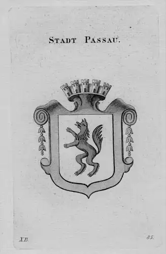 Stadt Passau Wappen Adel coat of arms heraldry Heraldik crest Kupferstich